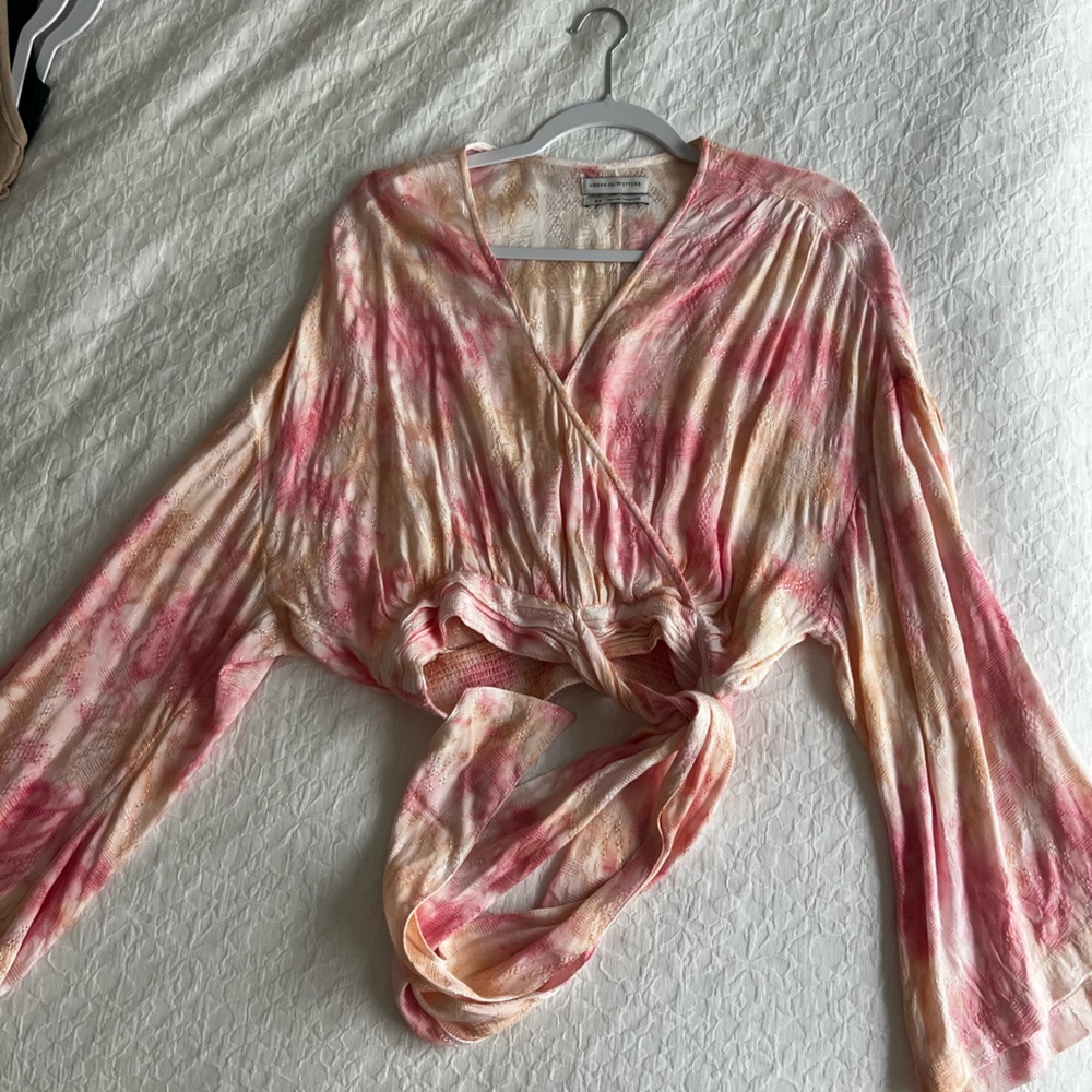 UO Pink Tie Dye Tie Top